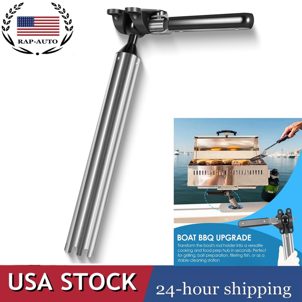 T10-355 Adjustable FishRod Holder Grill Mount for Magma Rectangular Grills 9"x12
