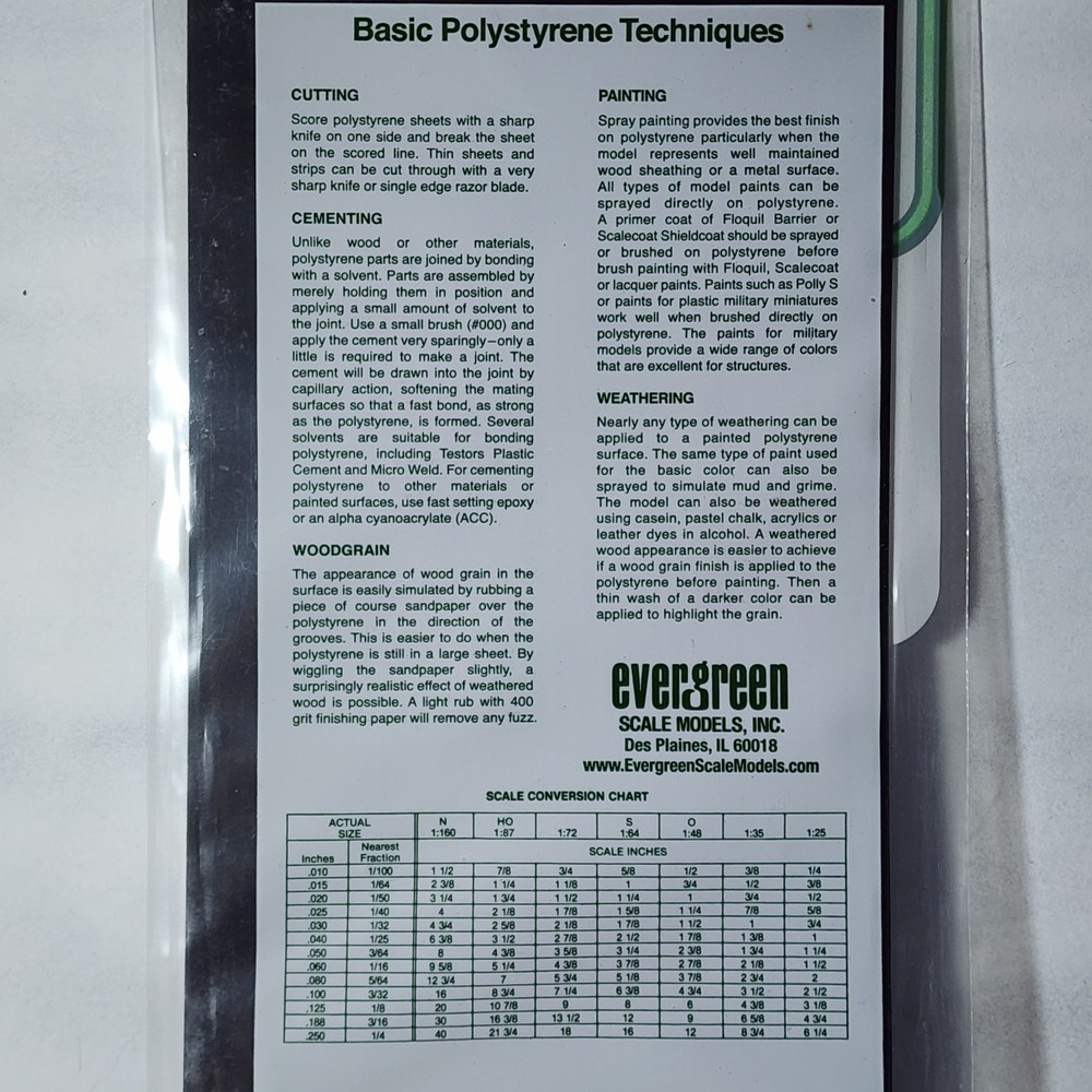 Evergreen Scale Models 9515 Black Styrene Sheets 6" x 12" x .040" Thick 2 Sheets