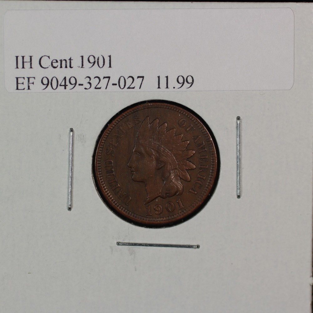 Indian Head Cent. 1901 Extra Fine. Lot # 9049-327-027
