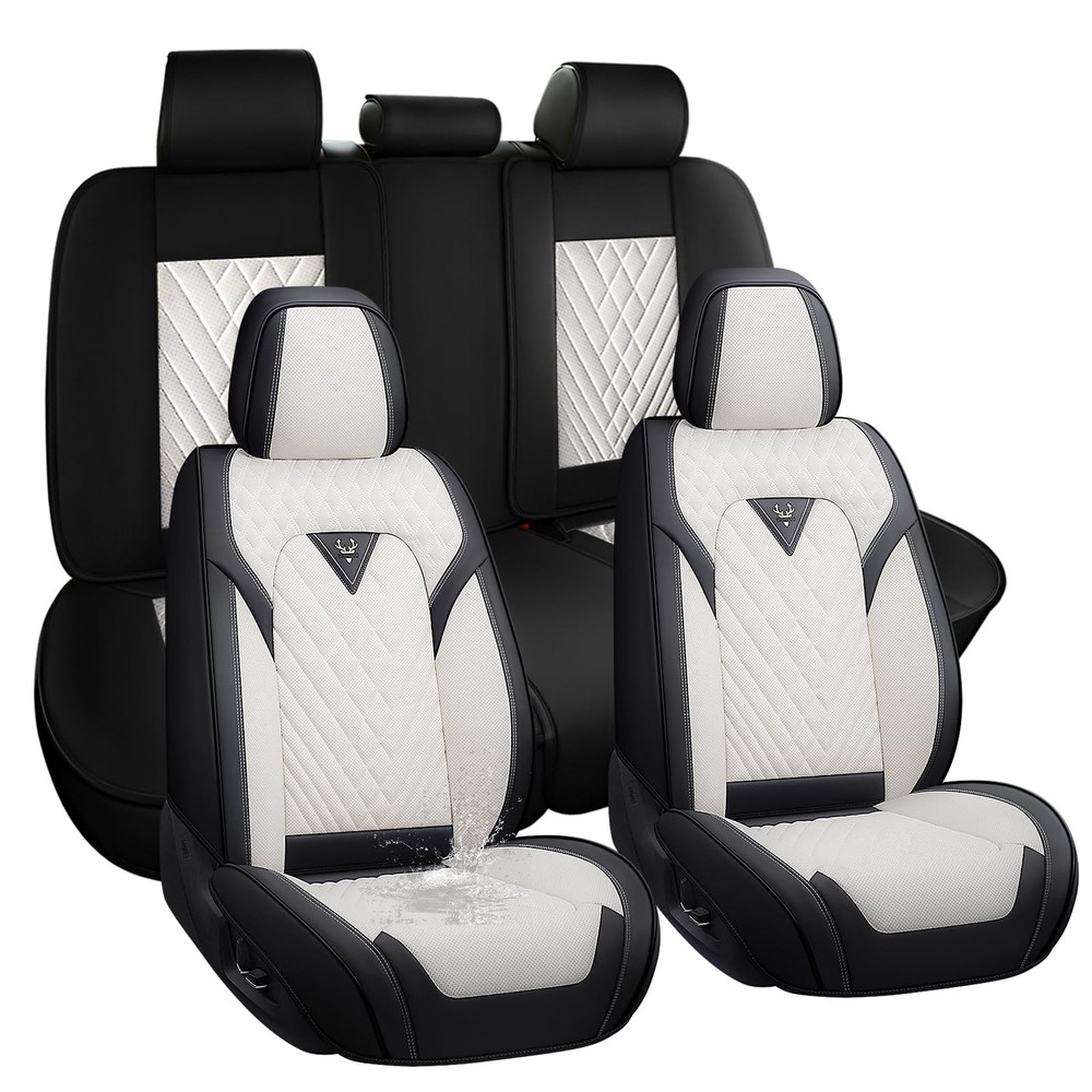 Corolla Hatchback 2019-2025 Seat Covers Waterproof Leather Full Set Cream White