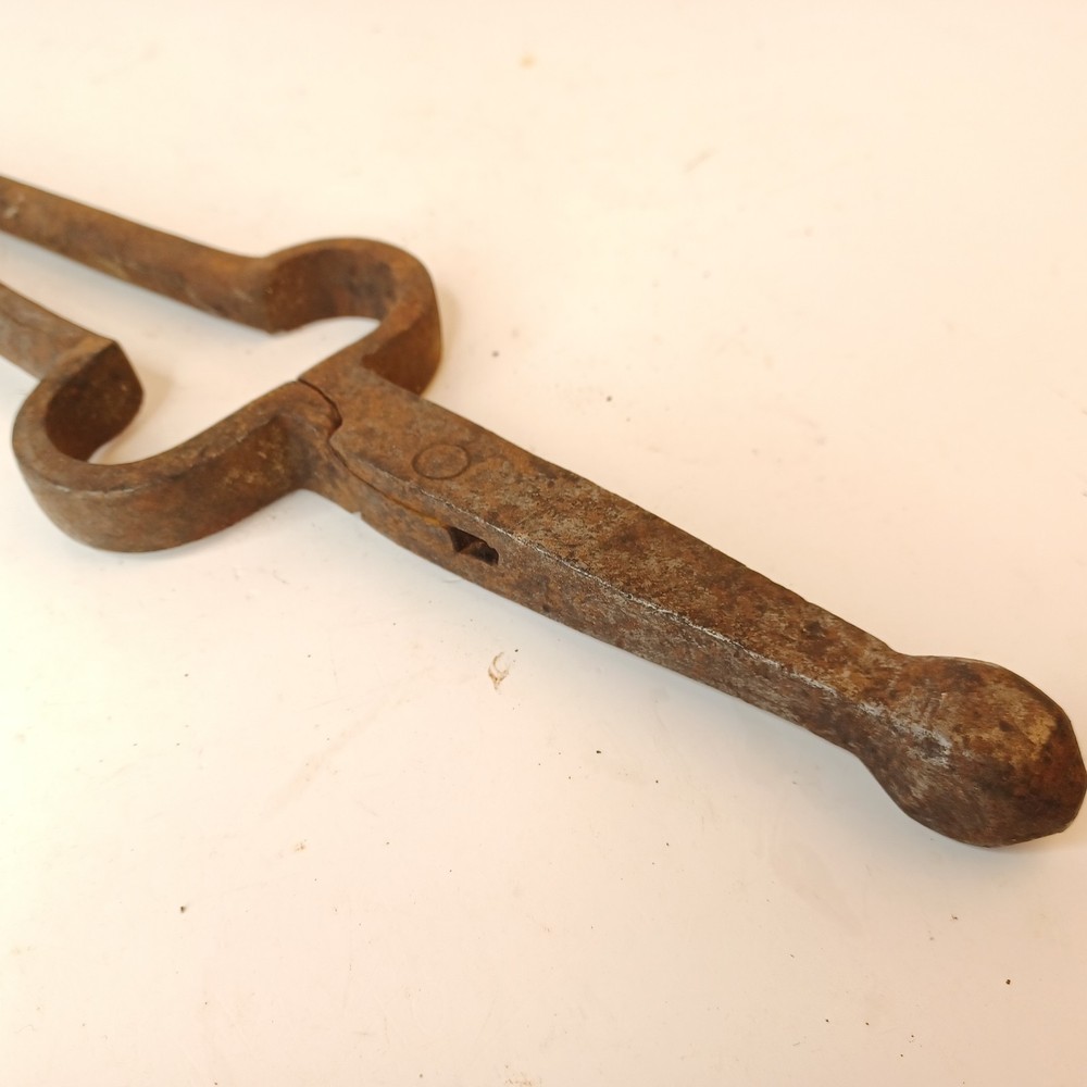 Vintage 23” Metal Iron Fireplace Forge Tool Log Tongs Fire Pit Tools Blacksmith