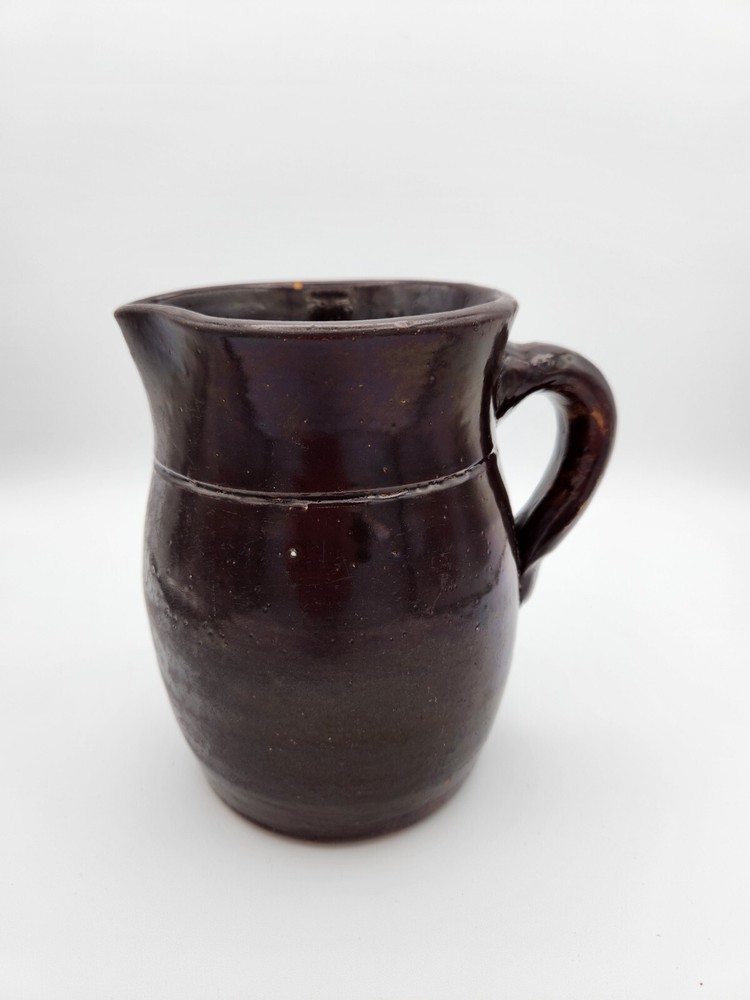 Vintage Brown Pottery Pitcher approx 6" tall - Super cute!
