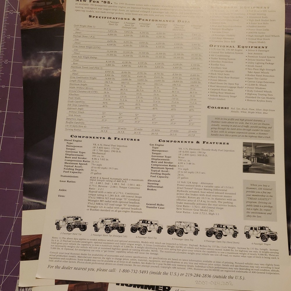 1995 and 1996 Hummer brochure lot
