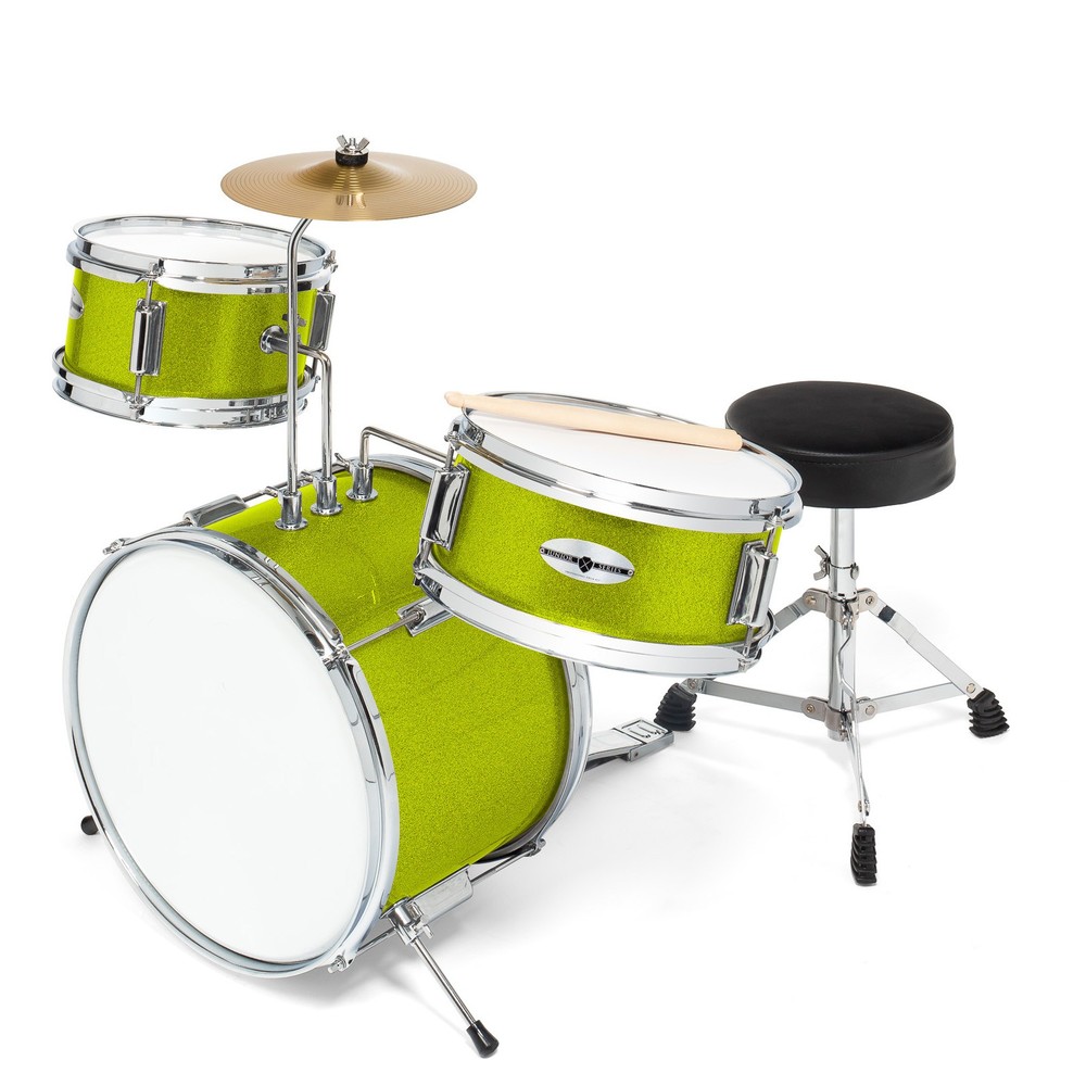 3-Piece Junior Drum Set - Mini Beginner Kit - Green