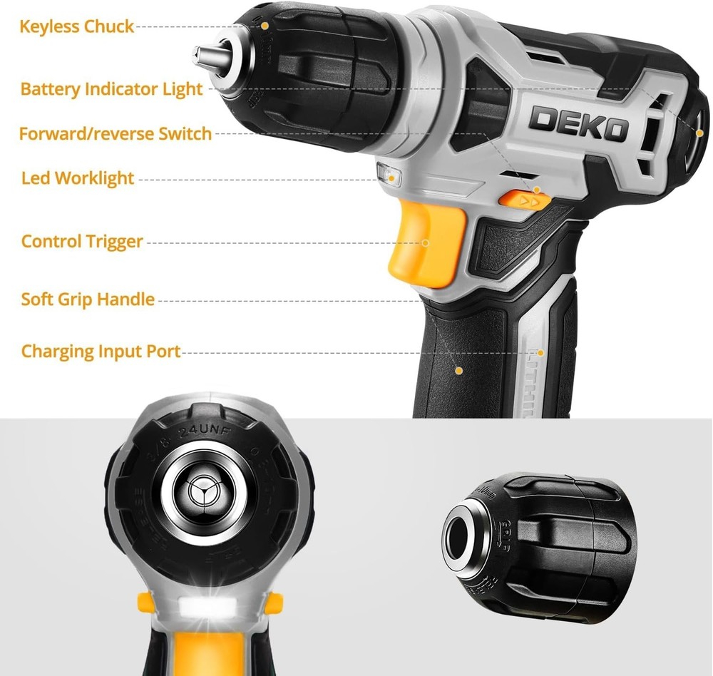 Compact 8V Cordless Drill with Keyless Chuck & LED - Perfect for Home Use