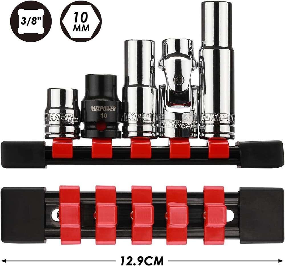 MIXPOWER 5PCS 3/8" Drive 10mm 6 Point Single Size Socket Set, 3/8Drive