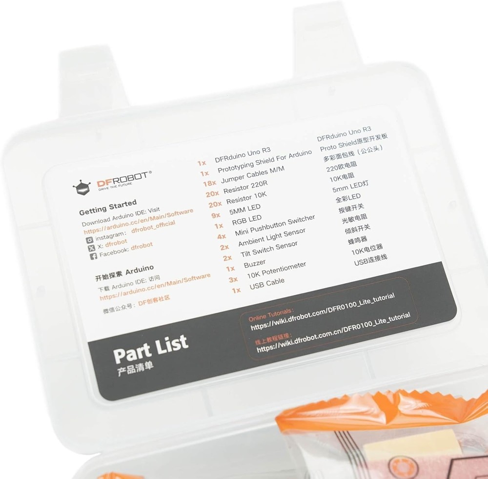 DFRobot Basic Arduino UNO R3 Starter Kit with 83 Components & 12 Projects