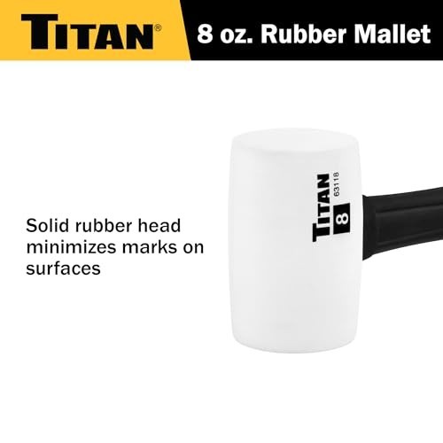 8oz White Rubber Mallet - Non-Marking Double-Faced Head, Shock Absorbing Handle