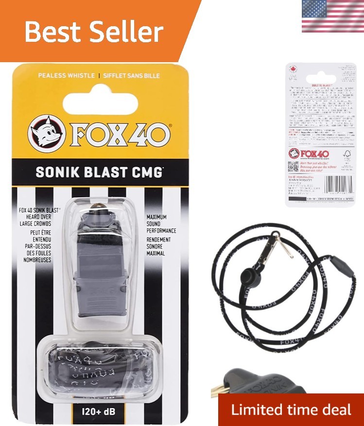 Compact Sonik Blast Whistle, Black - 120 Decibels, Perfect for Emergency Use