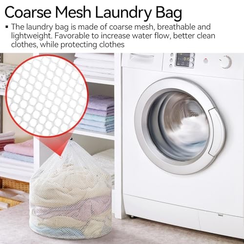 Pcs Laundry Mesh Wash Bags, Drawstring Net Laundry Bag for Washing Machine, 3