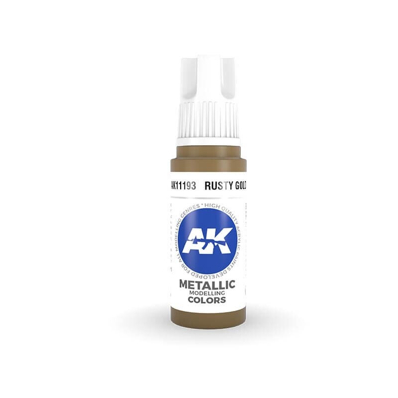 AK Interactive 17ml Bottle Rusty Gold Metallic 3rd Gen Acrylic Paint AK11193