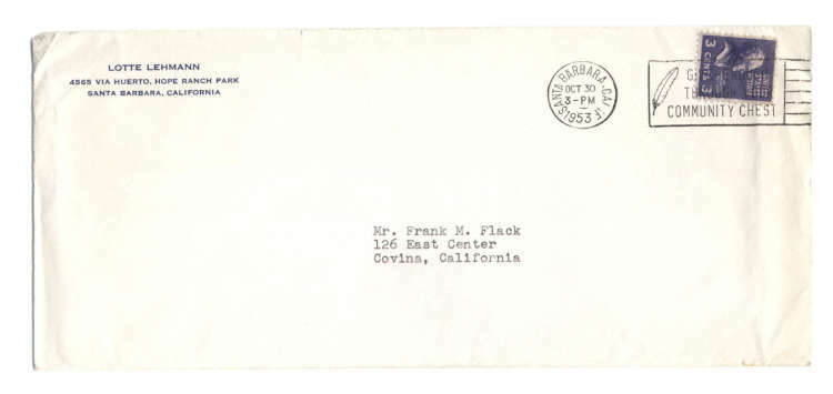 Lotte Lehmann D.1976 Soprano Signed Typed Letter