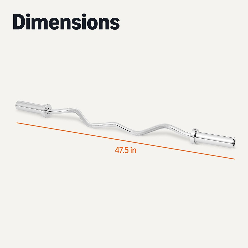 Olympic 2-Inch Curl Barbell Bar, 47", Chrome