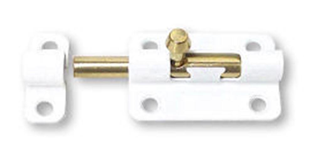 3" Barrel Bolt Lock White Epoxy/Brass LQ-50017