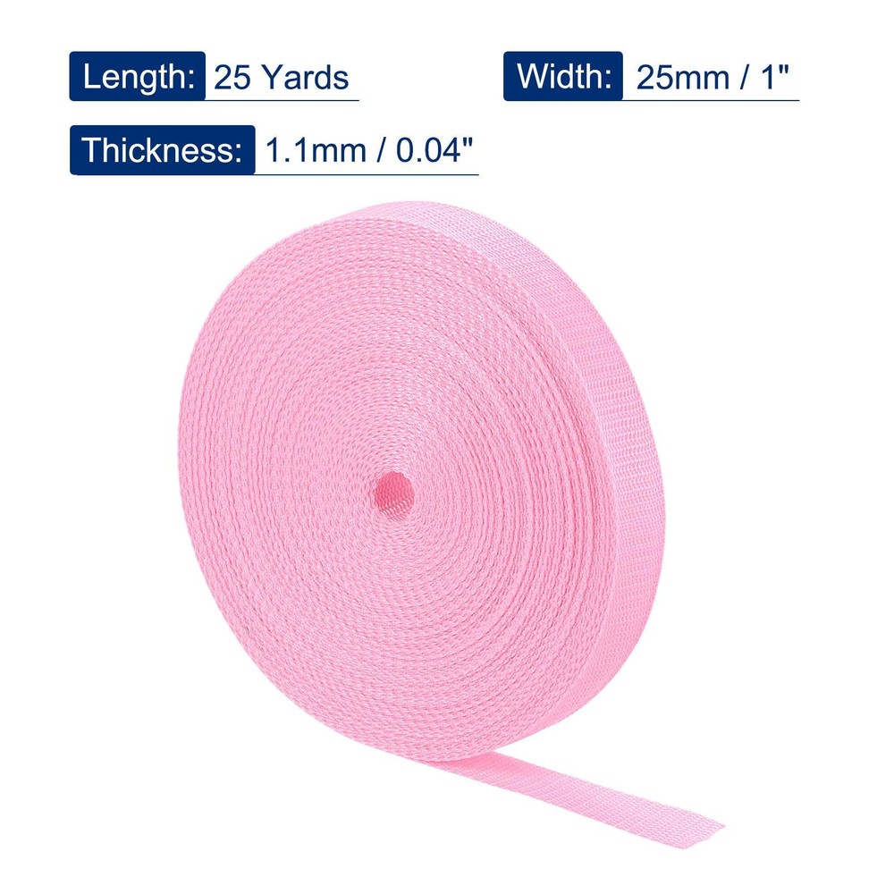 Lightweight Polypropylene Webbing Strap 1" 25 Yards Light Pink Strapping