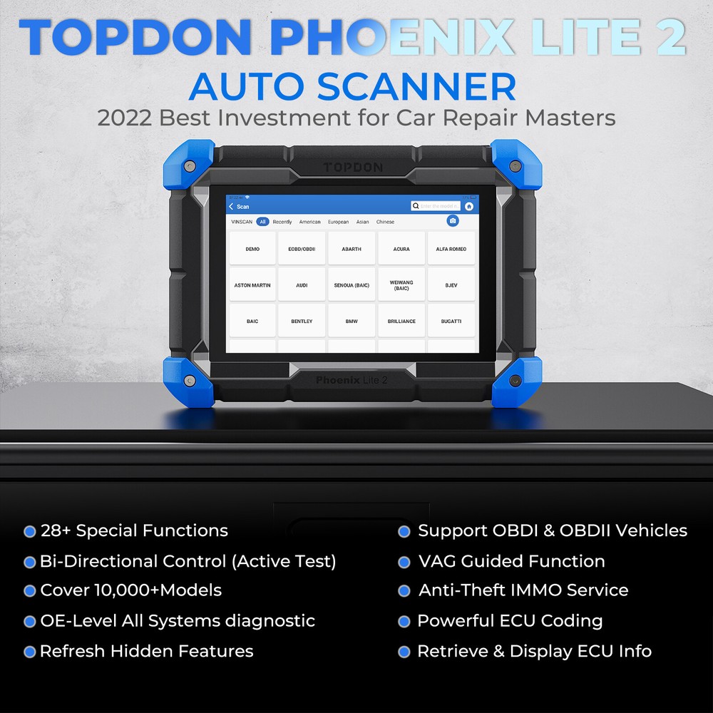 TOPDON Phoenix Lite 2 Bi-directional OBD2 Scanner Diagnostic Tool Key Coding