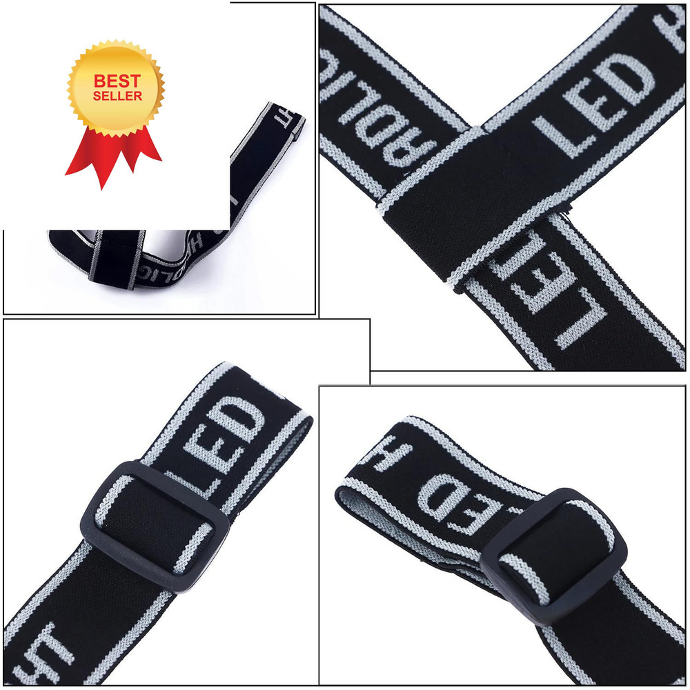 RecDec 4 Pack Headlamp Strap Replacement Headband Head Lamp Elastic Black