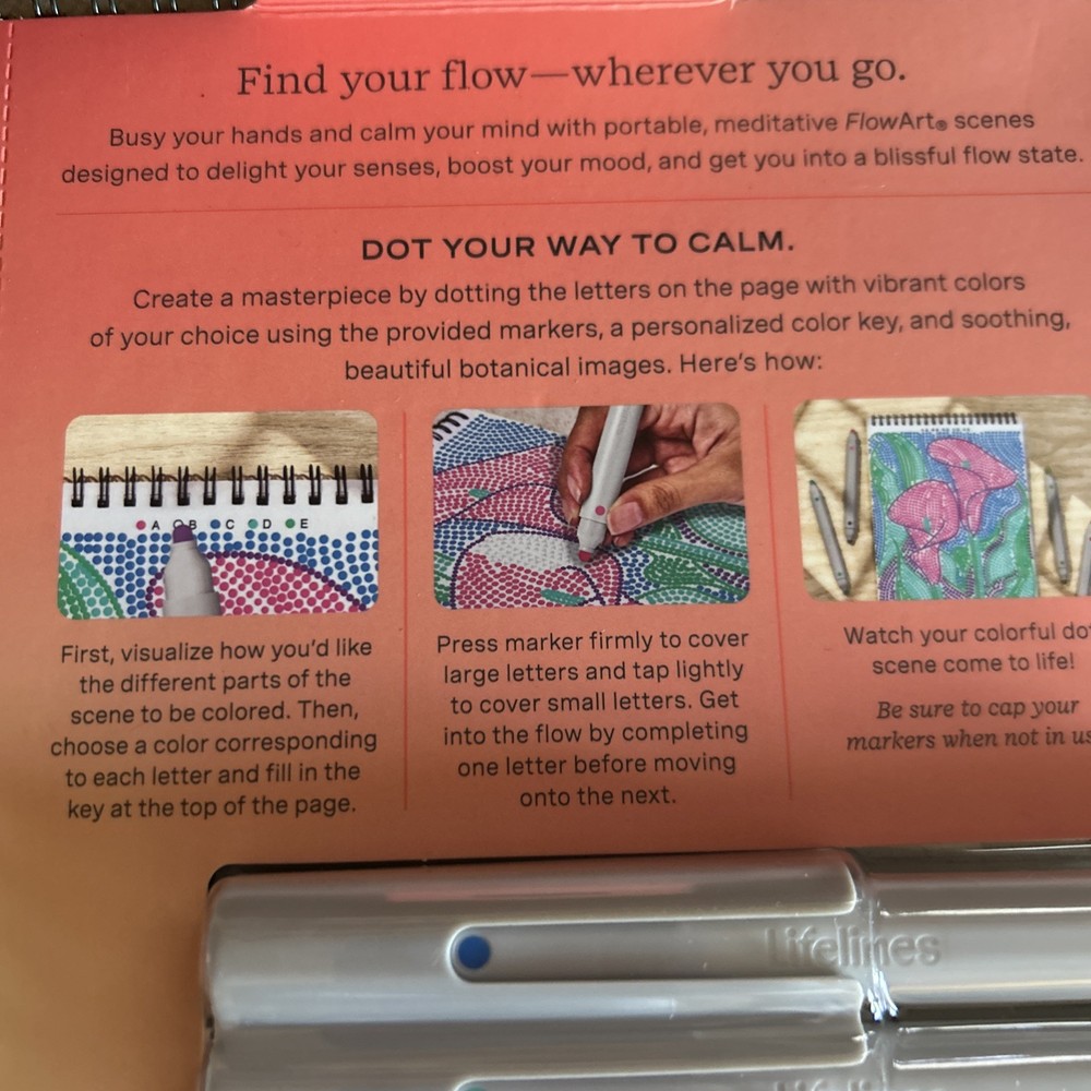 Lifelines FlowArt Dot By Dot Botanicals Meditative Dotting Activity