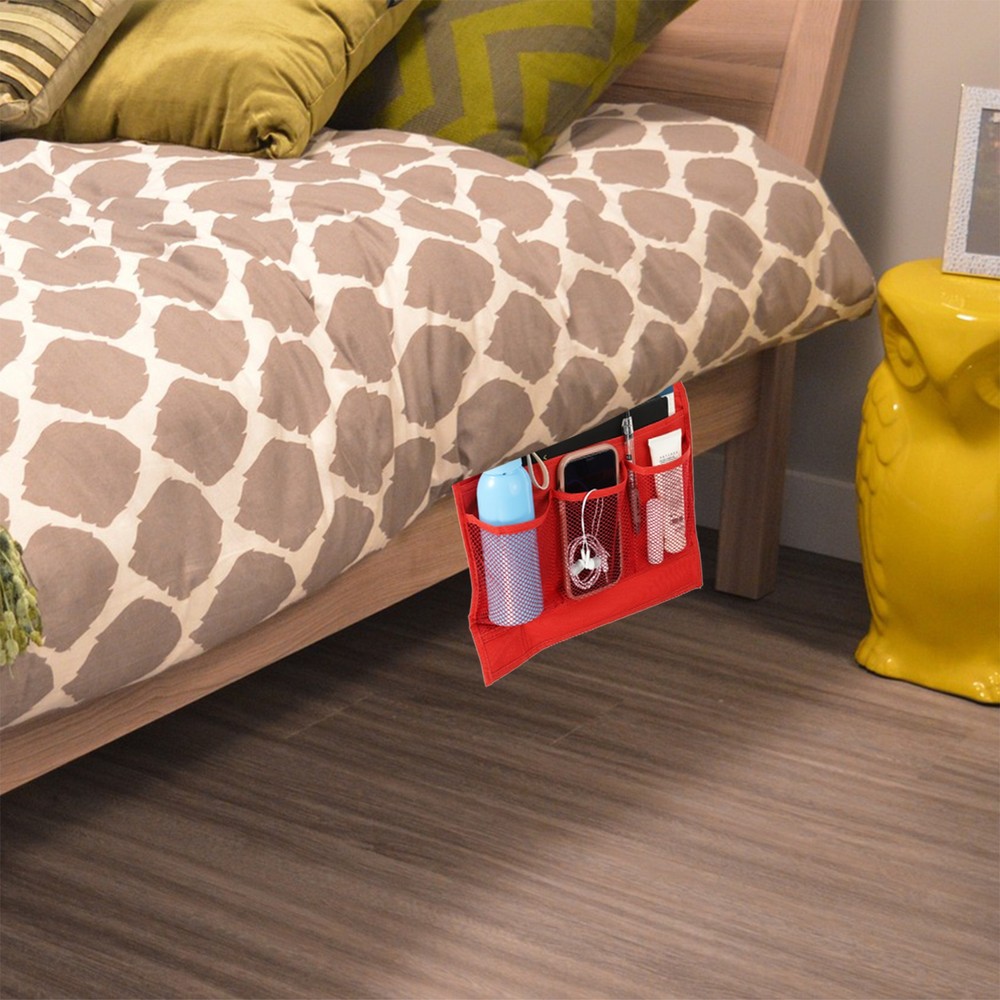 Bedside Caddy Bed Caddy Bedside Organizer Bed Hanging Caddy 4 Pockets Red