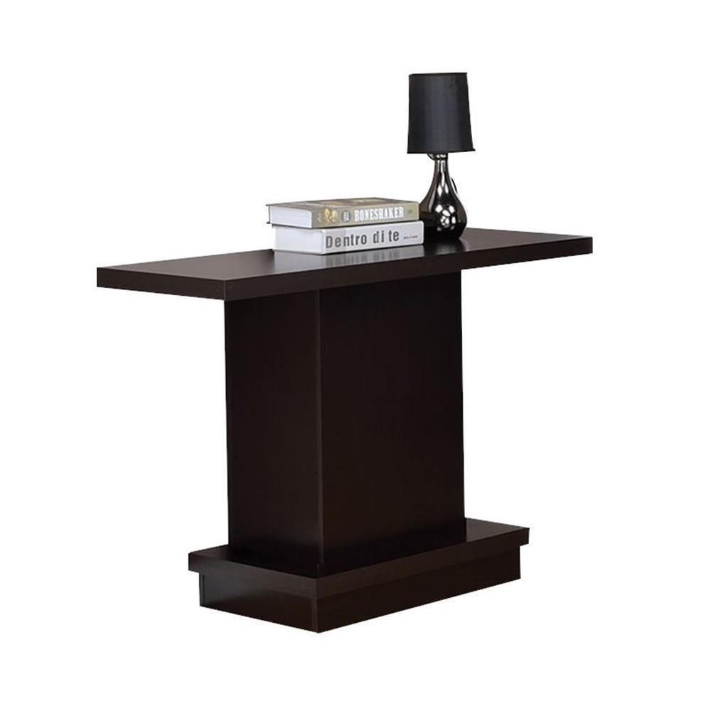 Bowery Hill Modern Pedestal Console Table in Cappuccino