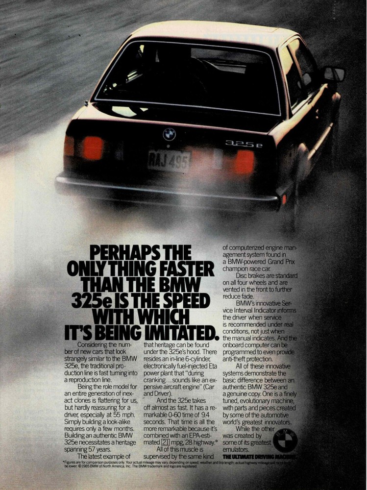 BMW - 325e - 1985 Print Advertisement