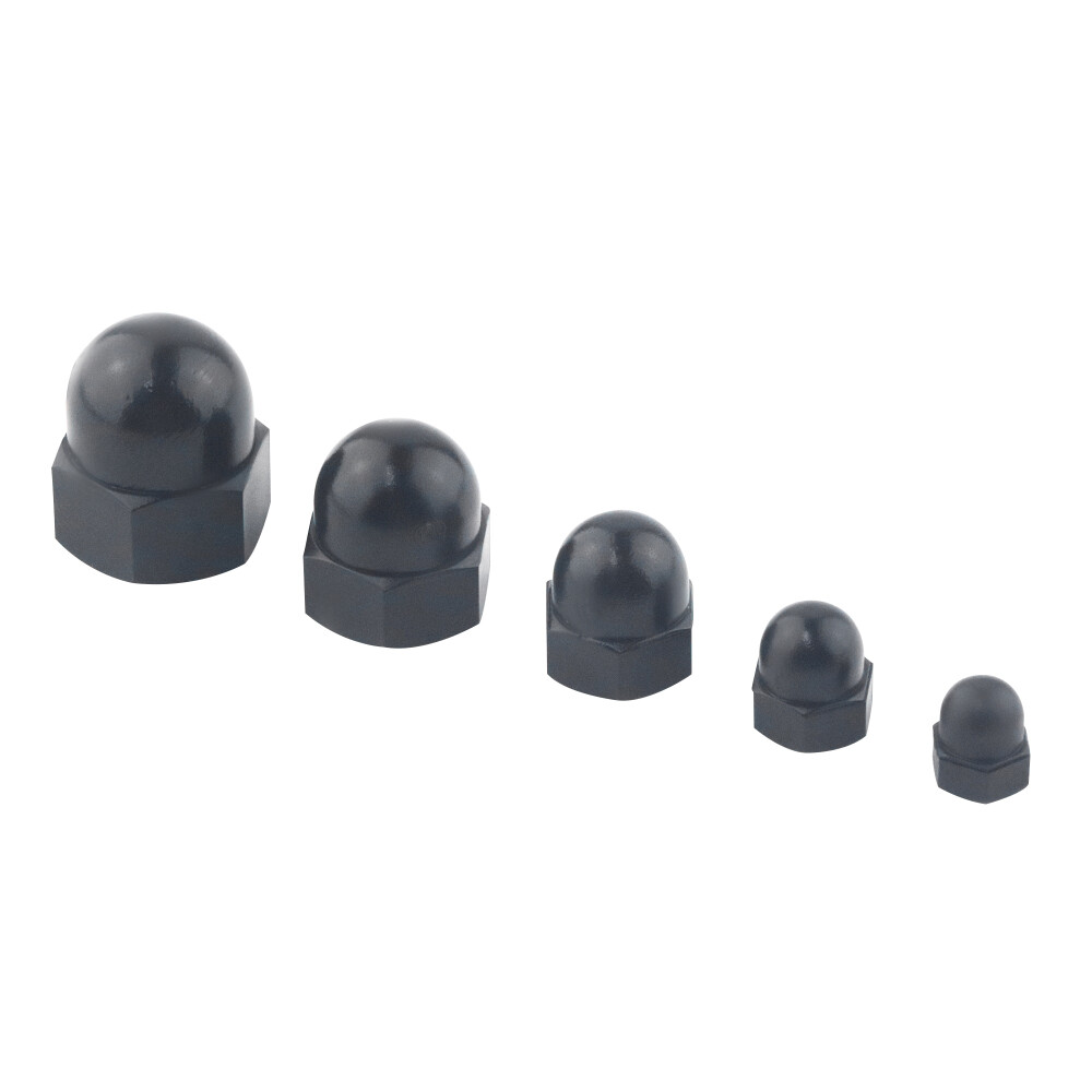 130Pcs Black Nylon Acorn Nut Metric Inner Threaded Cap Nuts Assortment 7 Sizes