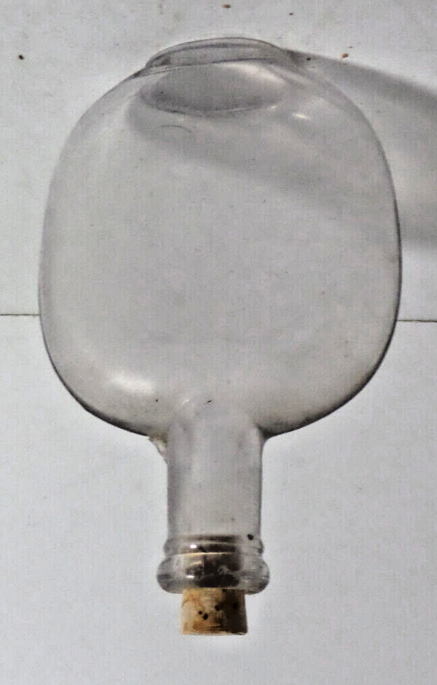 oval cork top flask bottle antique EMPTY