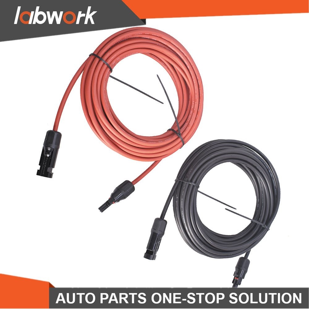Labwork 1 Pair 20ft 12AWG Black+Red Solar Panel Extension Cable Wire Connector