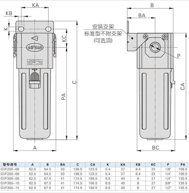1pcs AirTAC GVF200-06 Vacuum Filter Air Source Processor