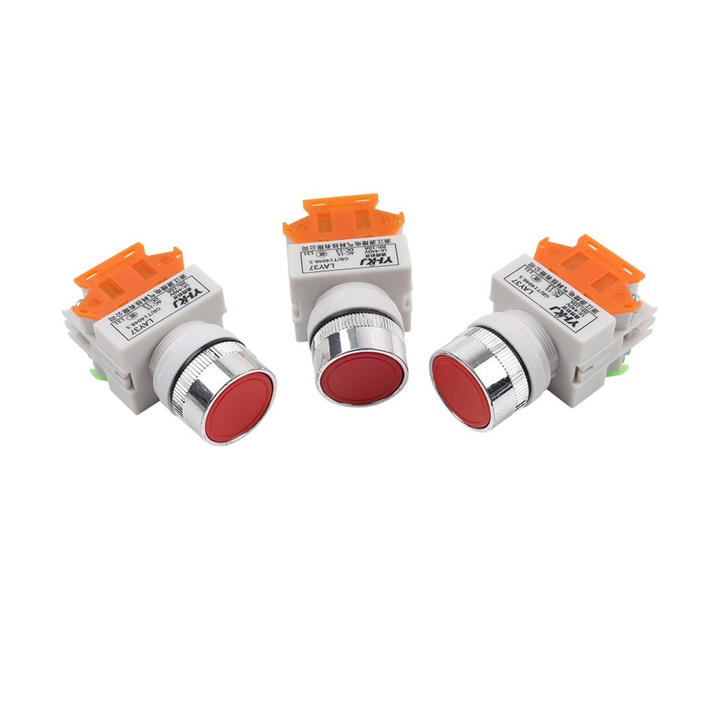3PCS AC 660V 10A 4pin instantaneous push button switch red