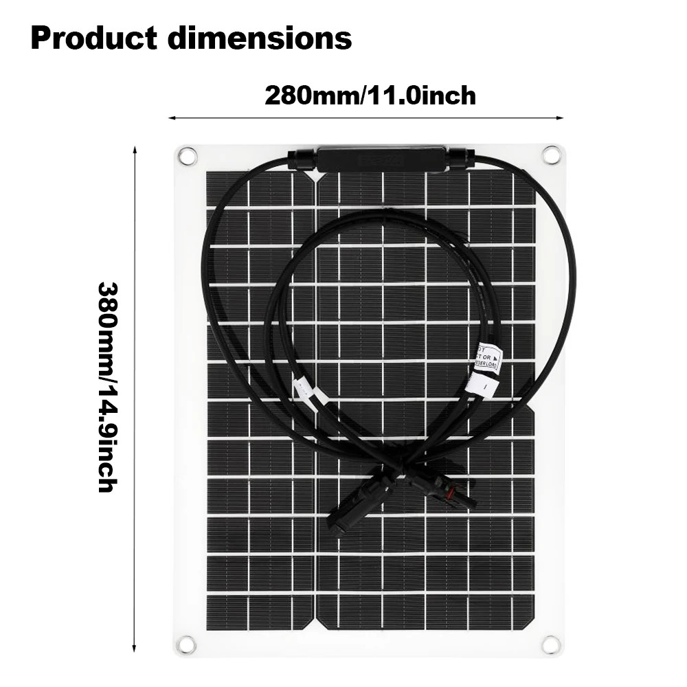 300 Watt Monocrystalline Flexible Solar Kit 12V with 100A LCD Controller Boat