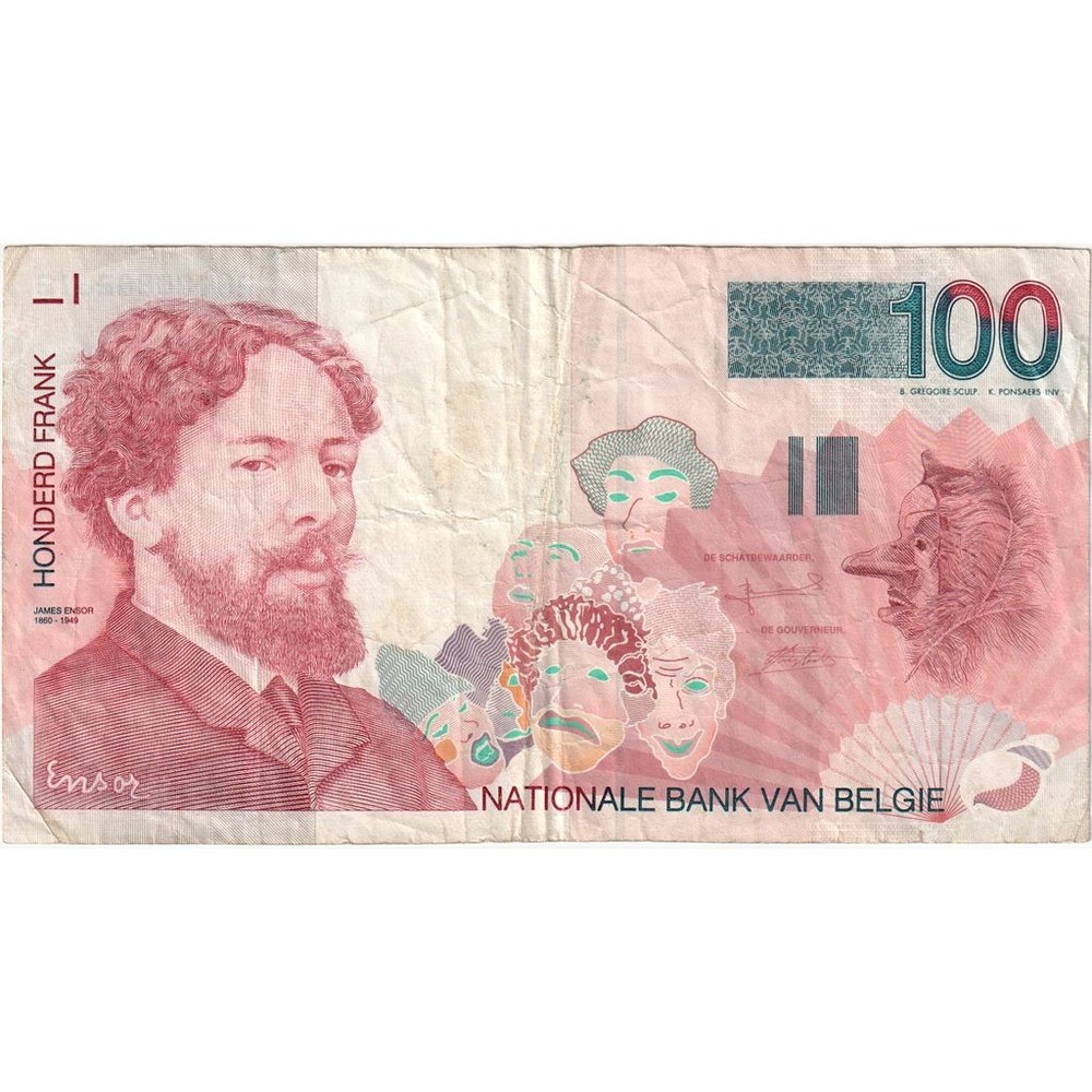 [#336375] Belgium, 100 Francs, VF