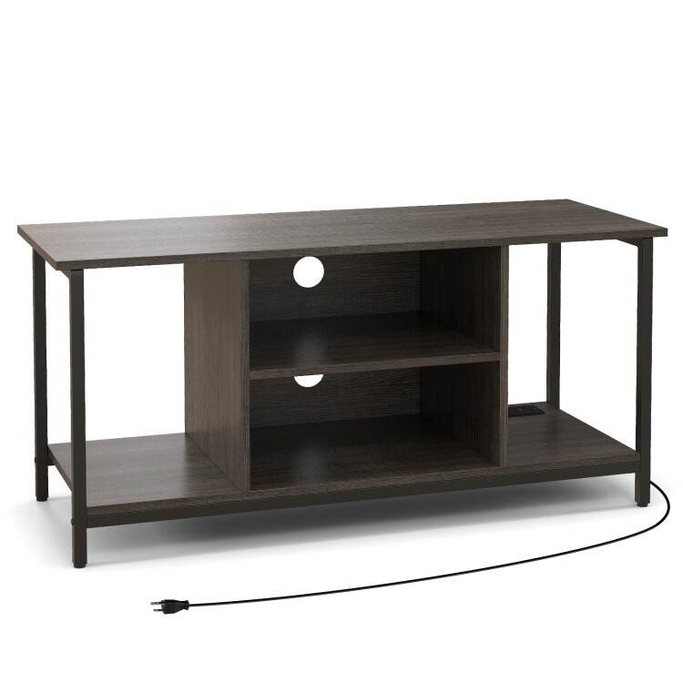 3-Tier TV Stand Entertainment Media Console Table w/3-position Adjustable Shelf