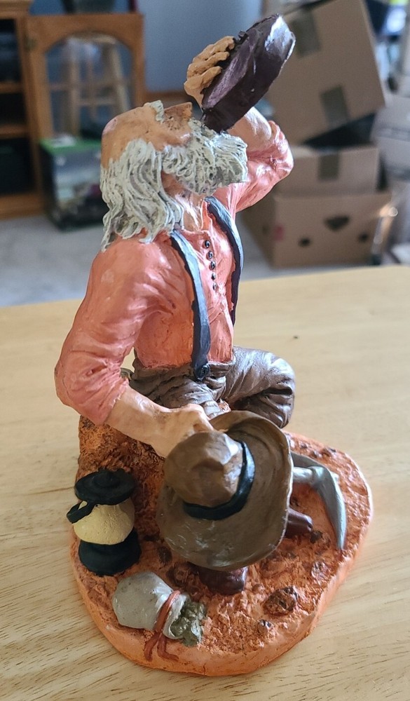Hand Painted White Plaster Old Prospector Taking A Break