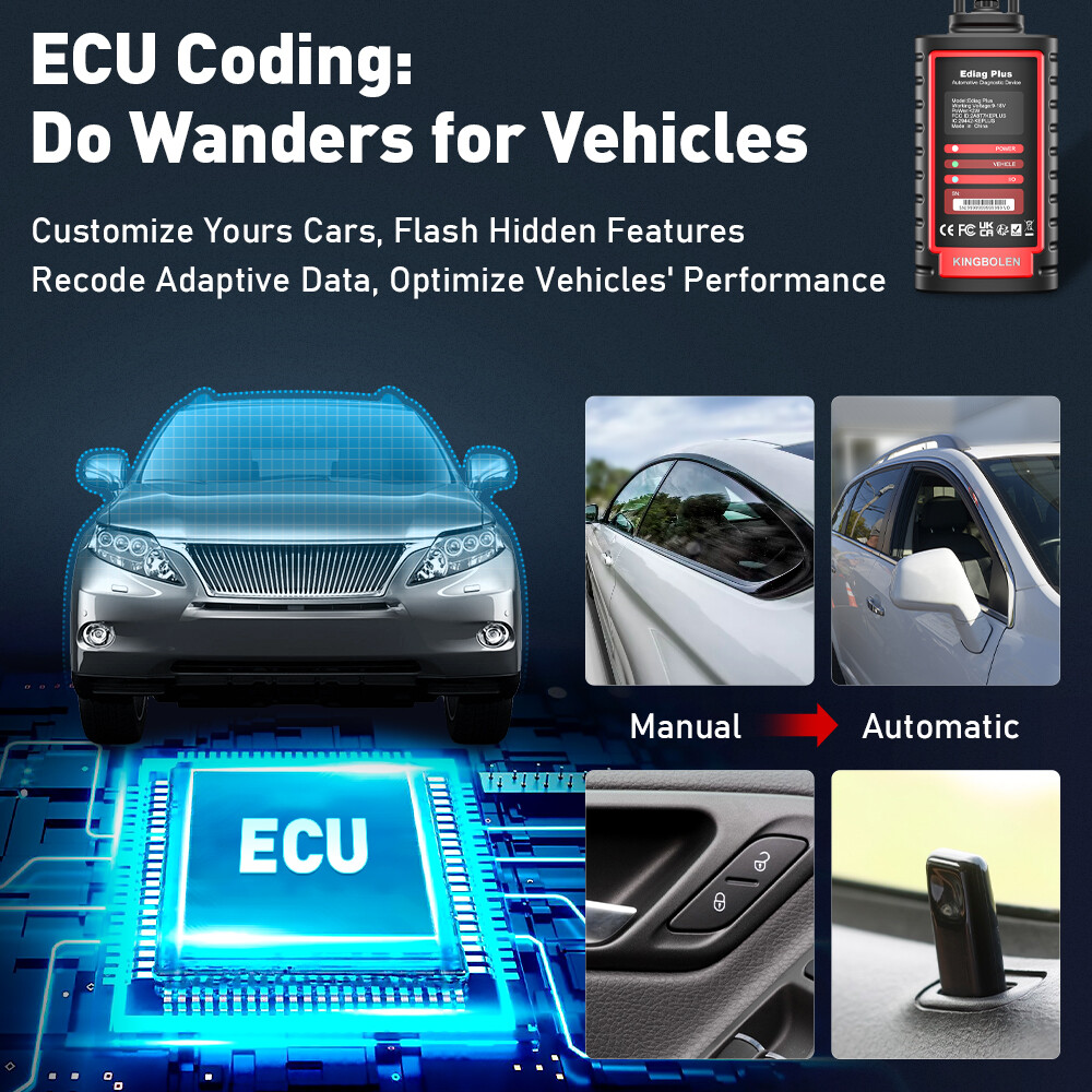 Ediag Plus Car OBD2 Scanner Diagnostic Tool ECU Coding CAN-FD Full Software Free