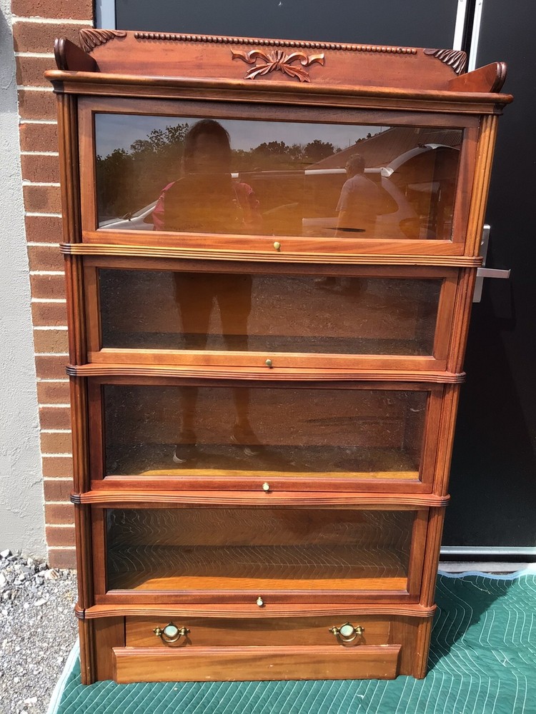 Wernicke System Elastic Stacking Bookcase in Mahogany with Corner Columns