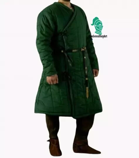 Medieval thick Gambeson, Padded Green Gambeson .
