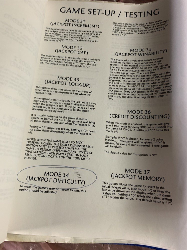 CYCLONE ICE arcade game manual