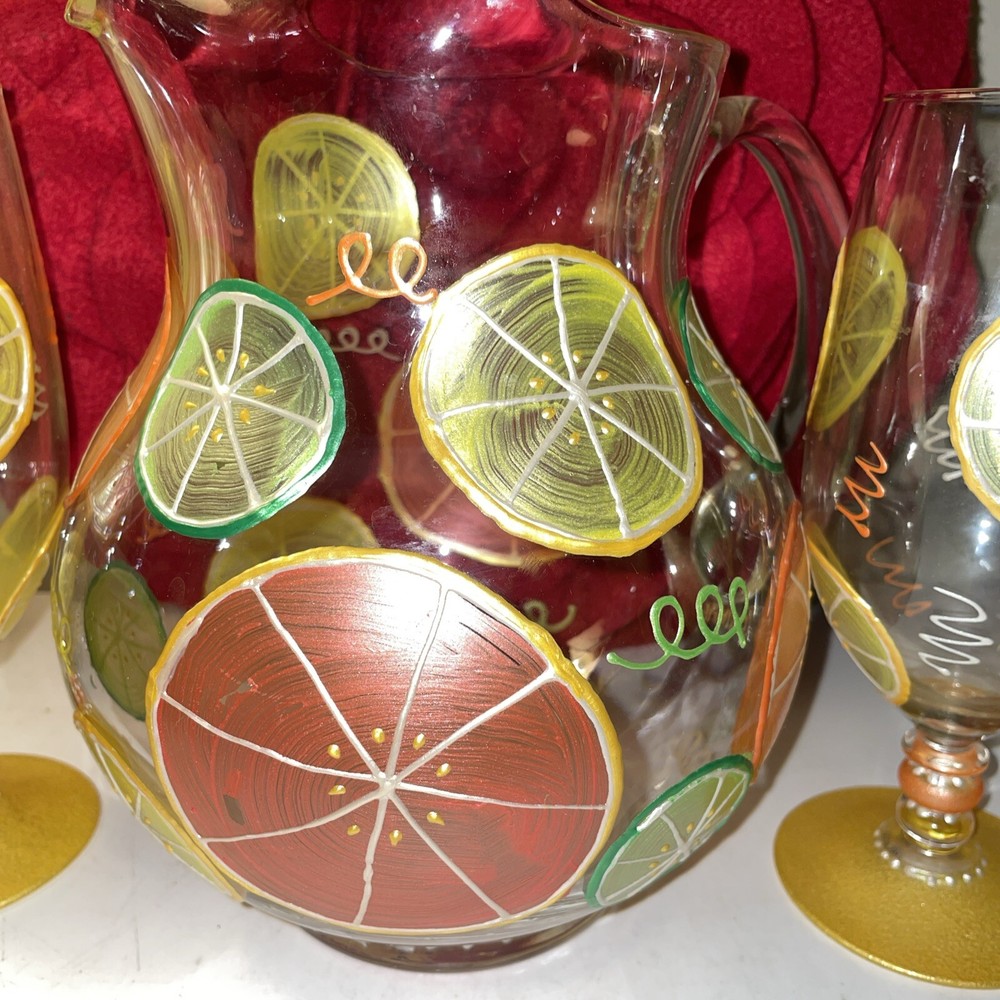 Smithereen Pitcher And 3 Glasses