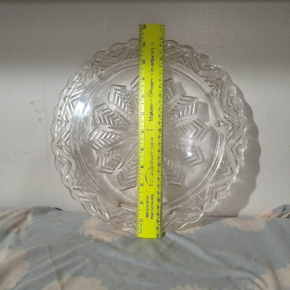 Vintage Clear Pressed Glass Cake Plate ~ Footed ~ 11”