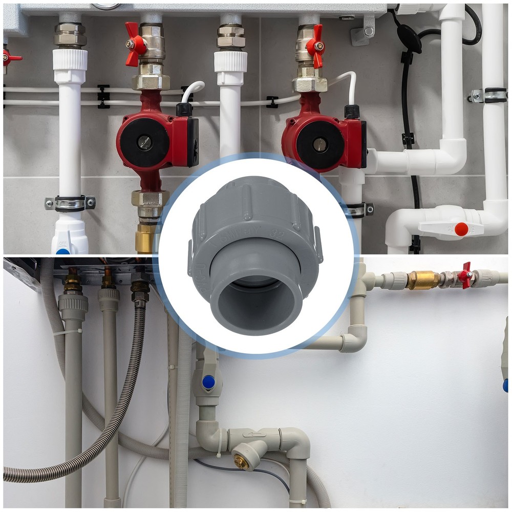 2 Pcs 1" Union PVC Coupling Pipe Fitting Adapter, Grey