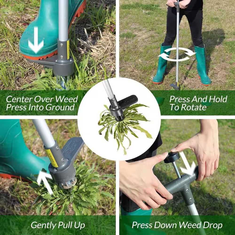 Upgraded Stand up Weed Puller Tool Long Handle 5 Claw Garden Weeder for Dandelio