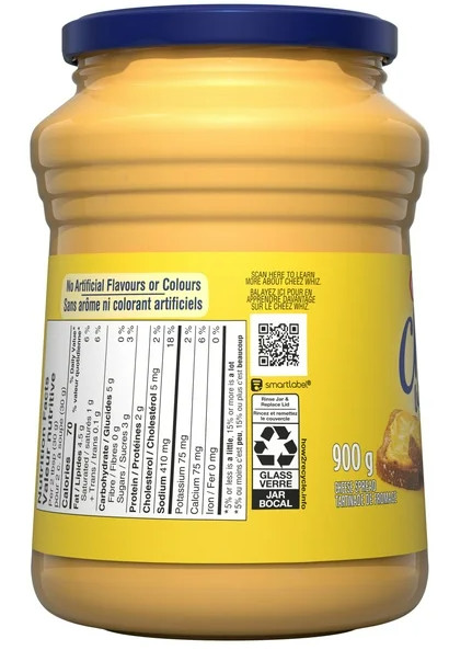 Cheez Whiz Cheese Spread, 900g Jar (4 Pack)