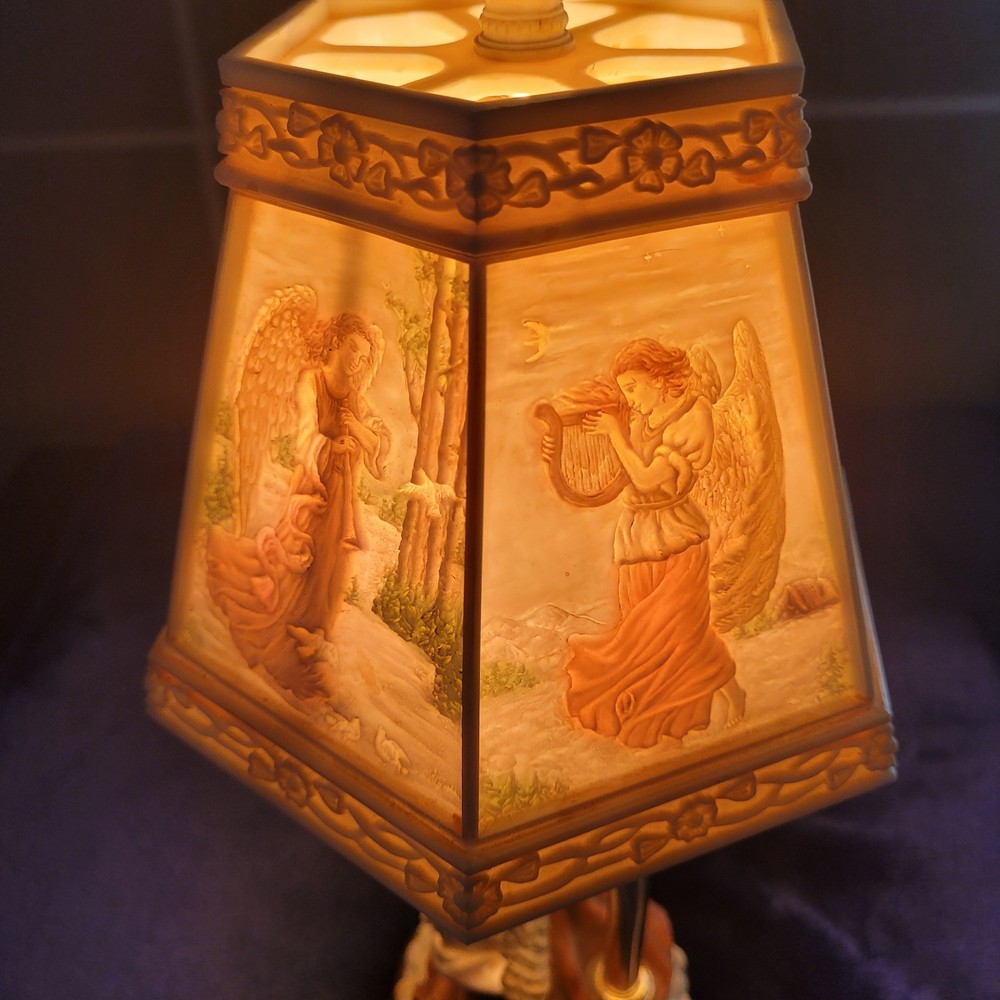 Vintage Angel With Dove Figurine Lamp
