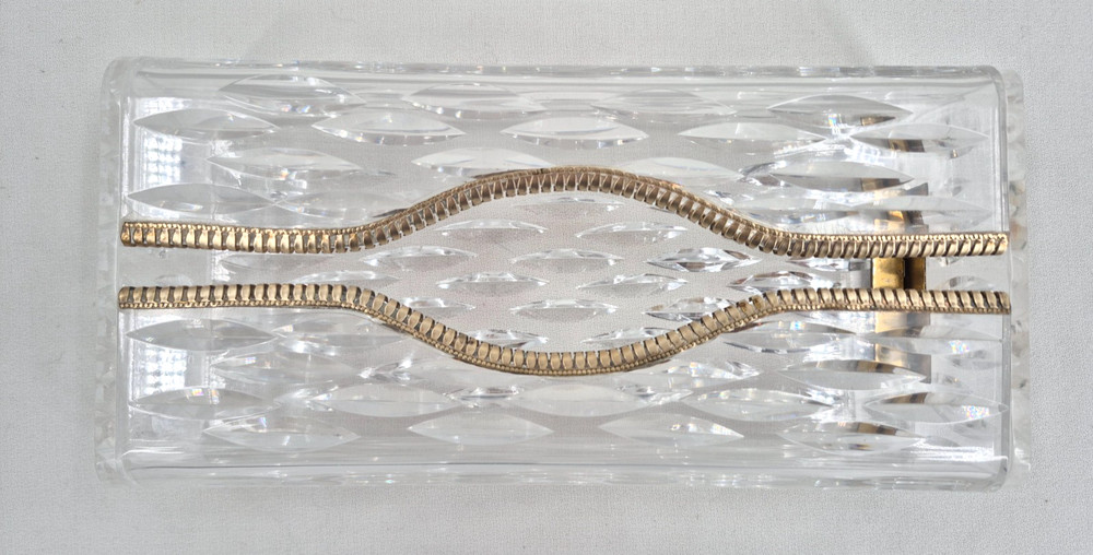 Vintage WILARDY Lucite & Brass Rectangular Tissue Box Holder/Cover