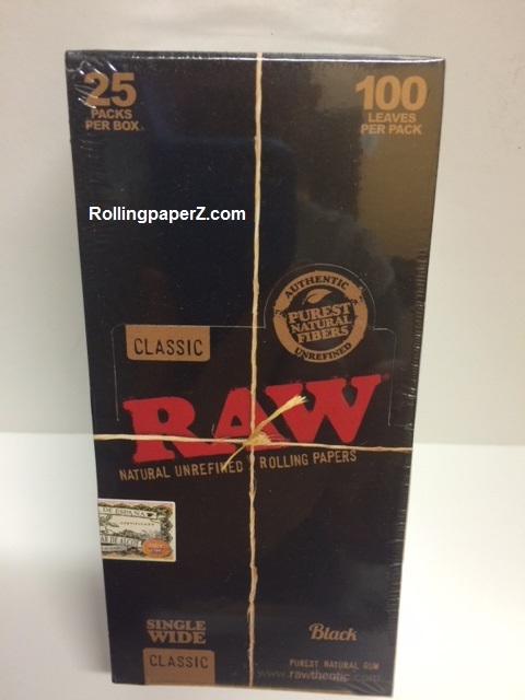 FOUR Packs RAW BLACK Double Pressed CLASSIC SINGLE WIDE ROLLING PAPERS