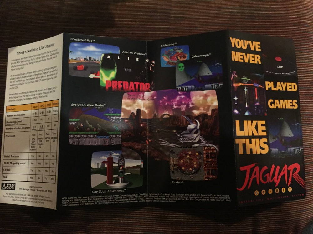 BROCHURE Multi Fold Atari Jaguar NEW Original!
