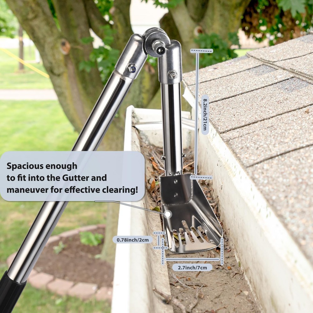 Gutter Cleaning Tools, 6.4FT Gutter Cleaner with Pole & Gutter Brush, Gutter ...