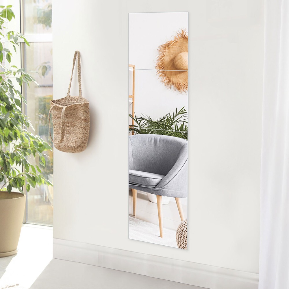 14" Frameless Wall Mirror Bathroom Make Up Mirror Full Length Mirror 4 Pieces