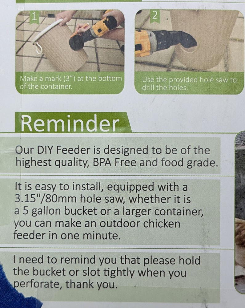 DIY Chicken Feeder Kit for Bucket Gravity Feed